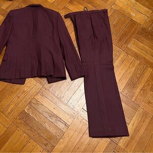 Vintage IGNES Burgundy Wool Suit | Tailored Blazer & Pants | XS Petite | 80s 90s